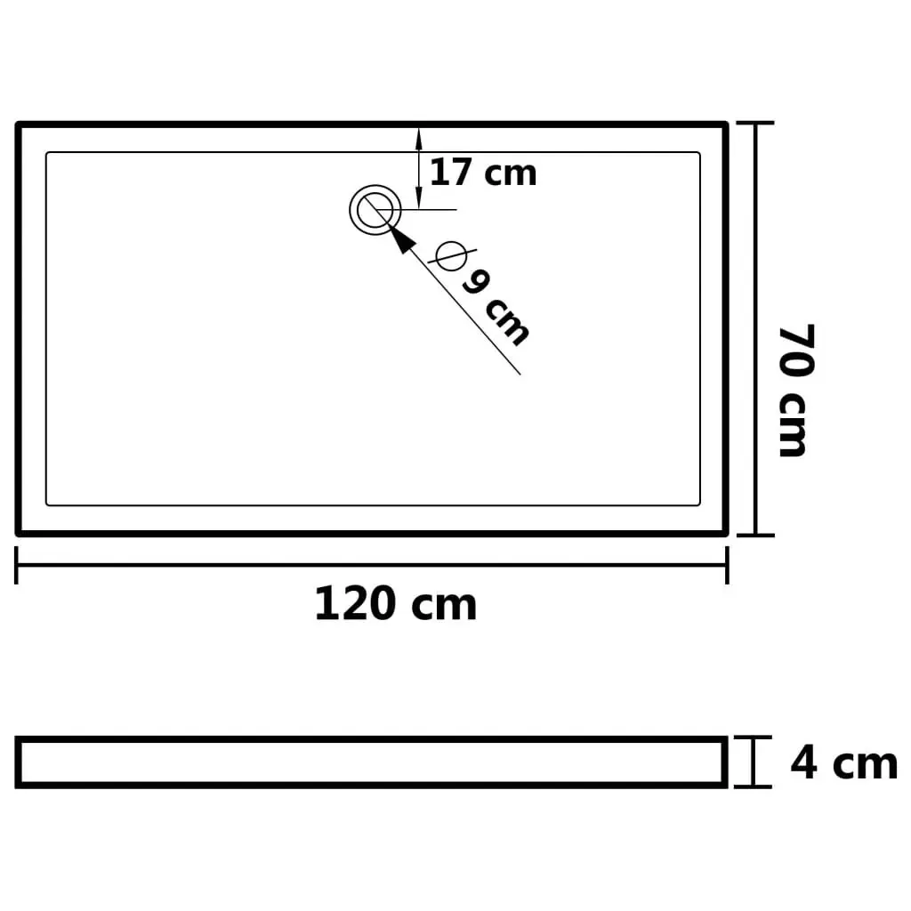 Rectangular ABS Shower Base Tray White 70x120 cm 148905