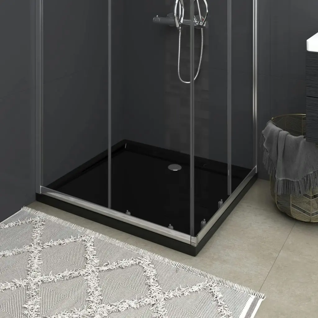 Rectangular ABS Shower Base Tray Black 80x90 cm 148917