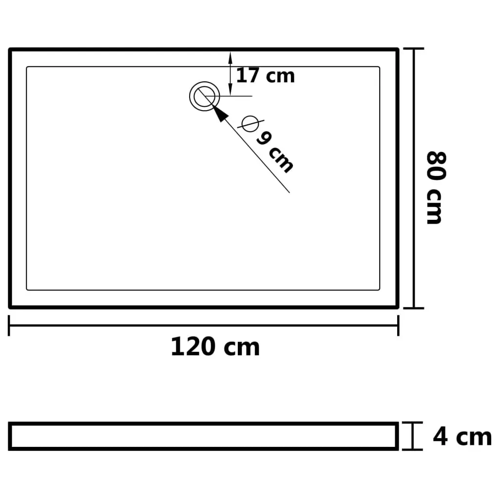 Rectangular ABS Shower Base Tray White 80x120 cm 148910