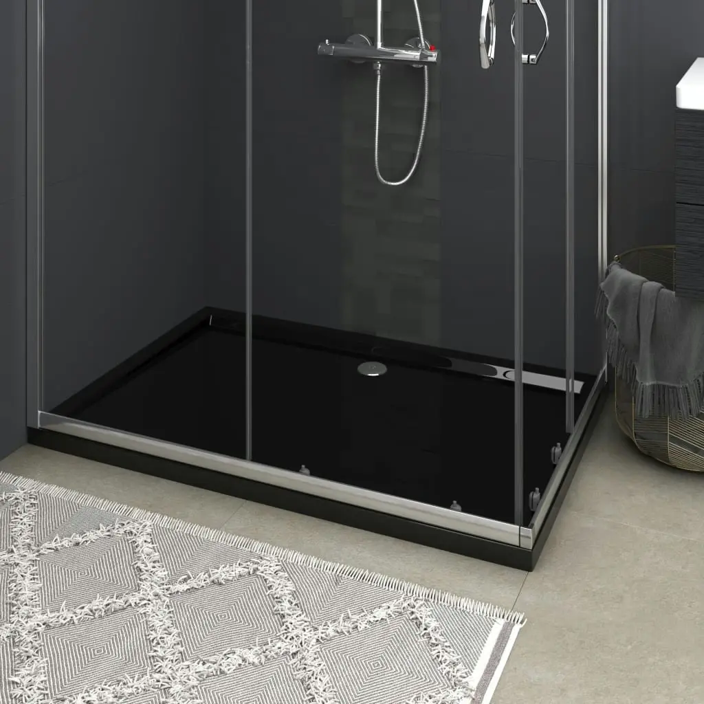 Rectangular ABS Shower Base Tray Black 80x120 cm 148919