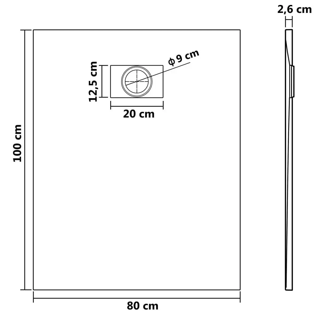 Shower Base Tray SMC Black 100x80 cm 144781