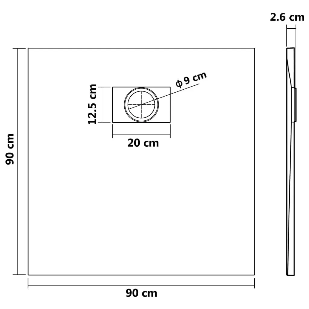 Shower Base Tray SMC Brown 90x90 cm 148925