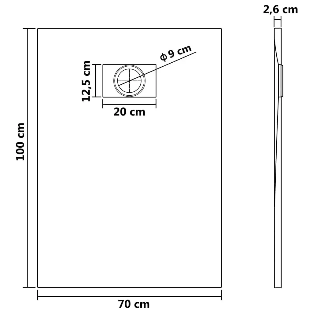 Shower Base Tray SMC White 100x70 cm 144771