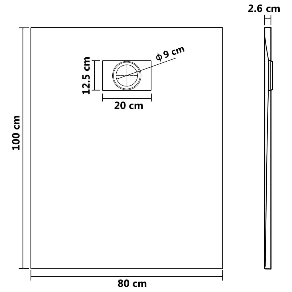 Shower Base Tray SMC White 100x80 cm 144772