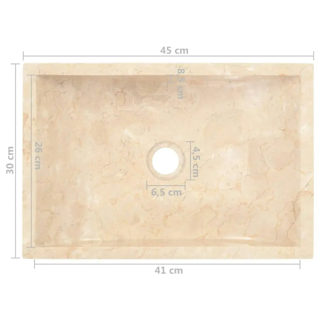 Sink 45x30x12 cm Marble High Gloss Cream 142773