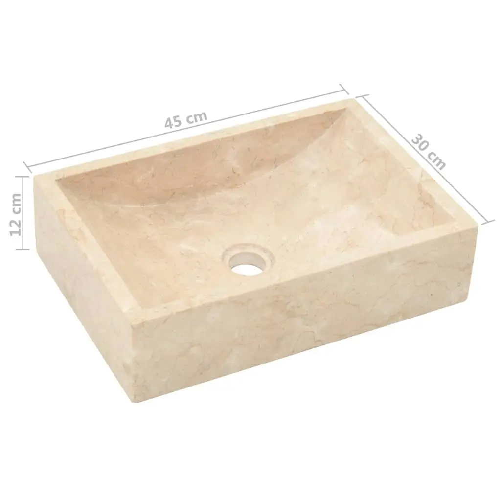 Sink 45x30x12 cm Marble High Gloss Cream 142773