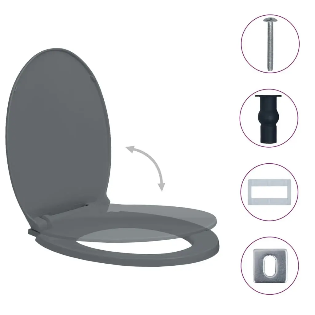 Soft-Close Toilet Seat Quick Release Grey Oval 145817