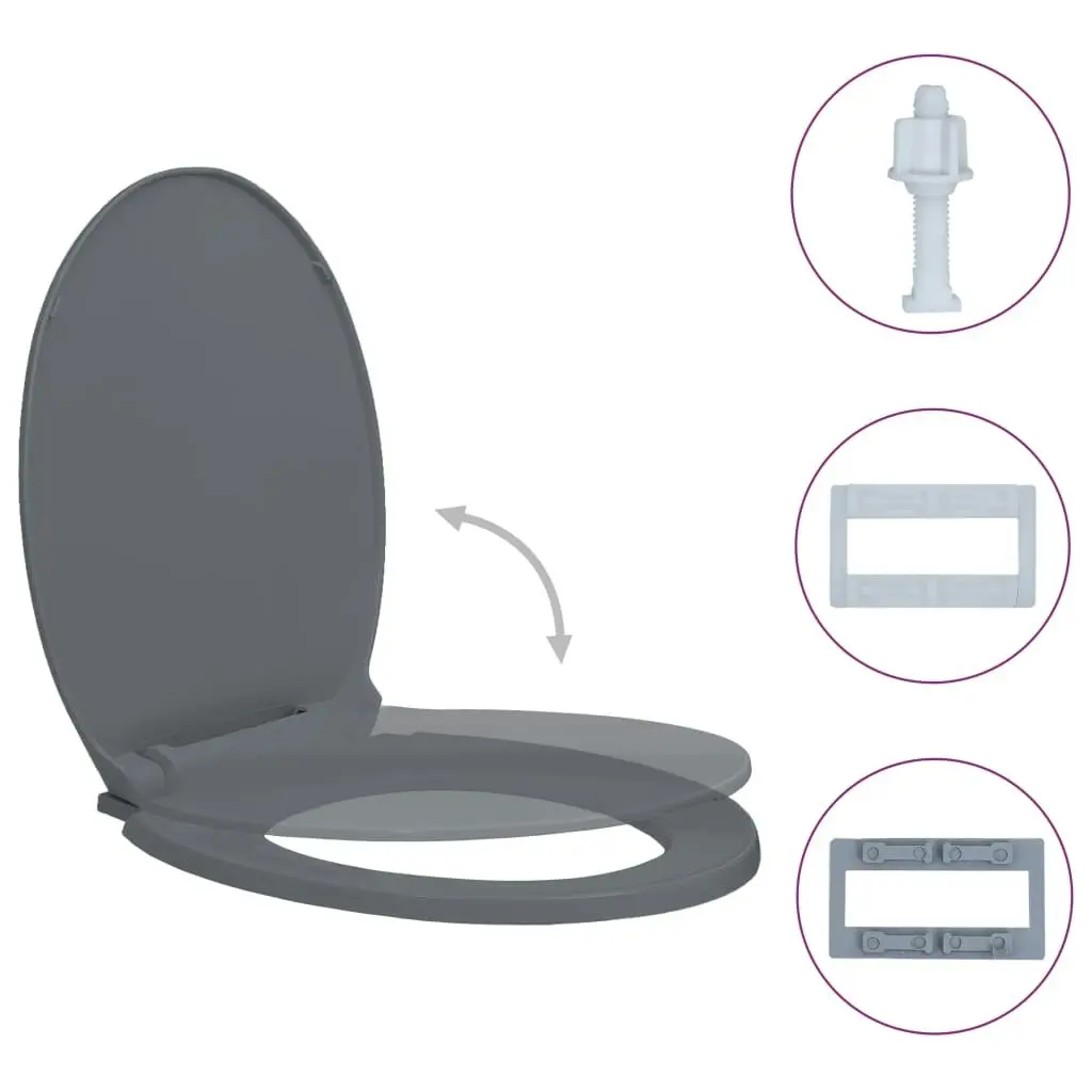 Soft-Close Toilet Seat Grey Oval 145816