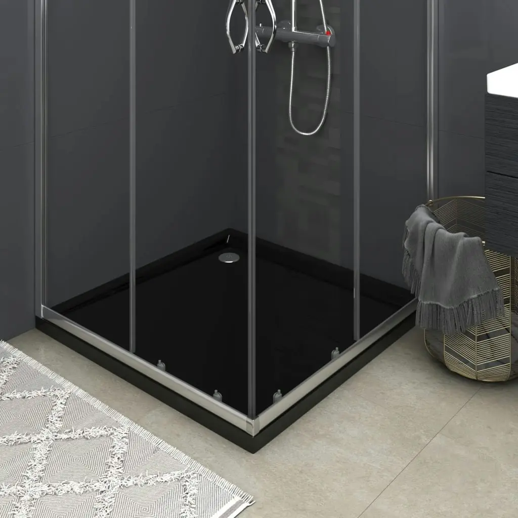 Square ABS Shower Base Tray Black 90x90 cm 148913