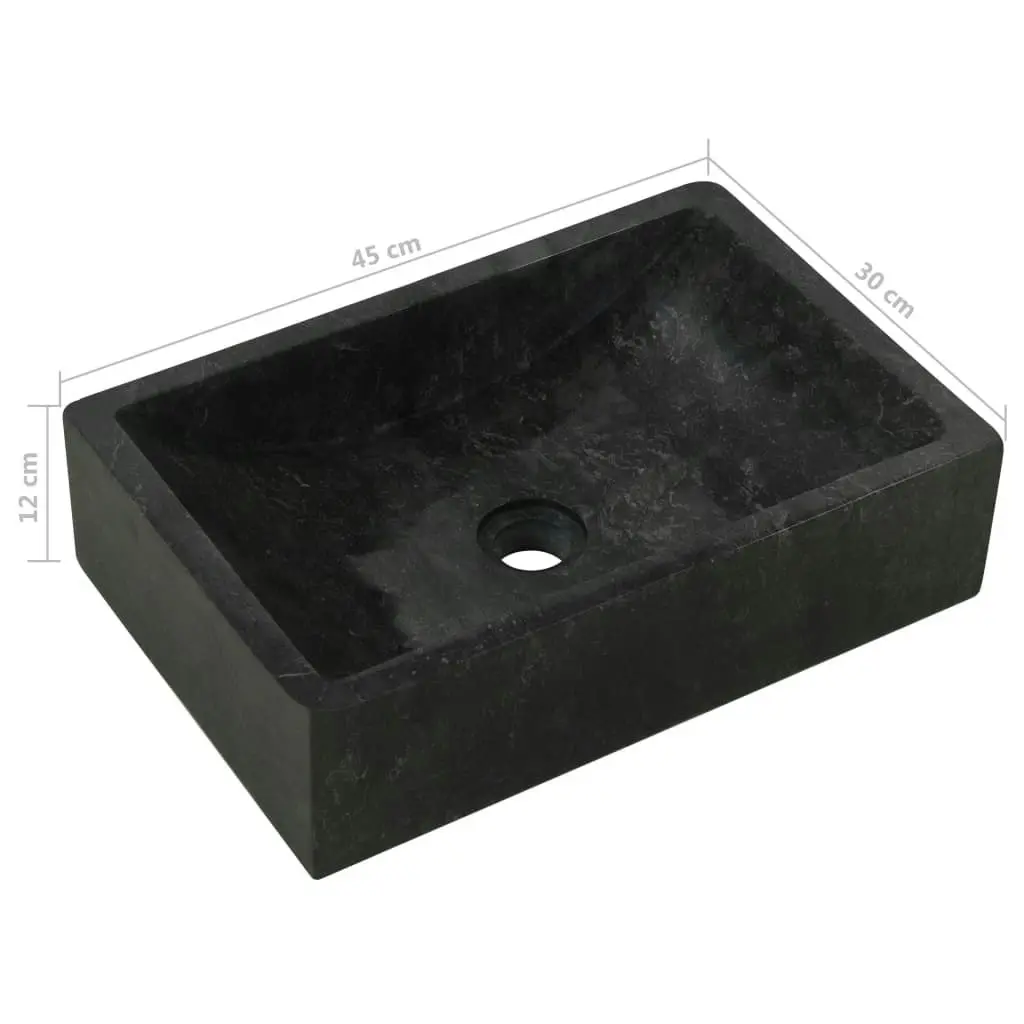 Sink 45x30x12 cm Marble High Gloss Black 142772