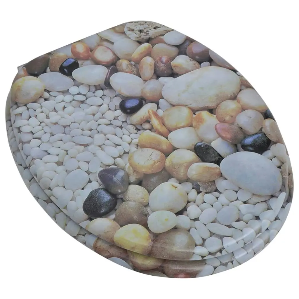 Toilet Seats with Lids 2 pcs MDF Pebbles 275918