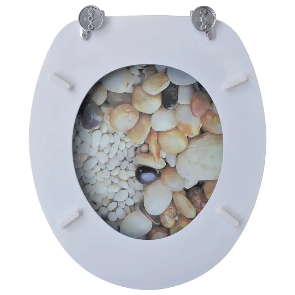 Toilet Seats with Lids 2 pcs MDF Pebbles 275918