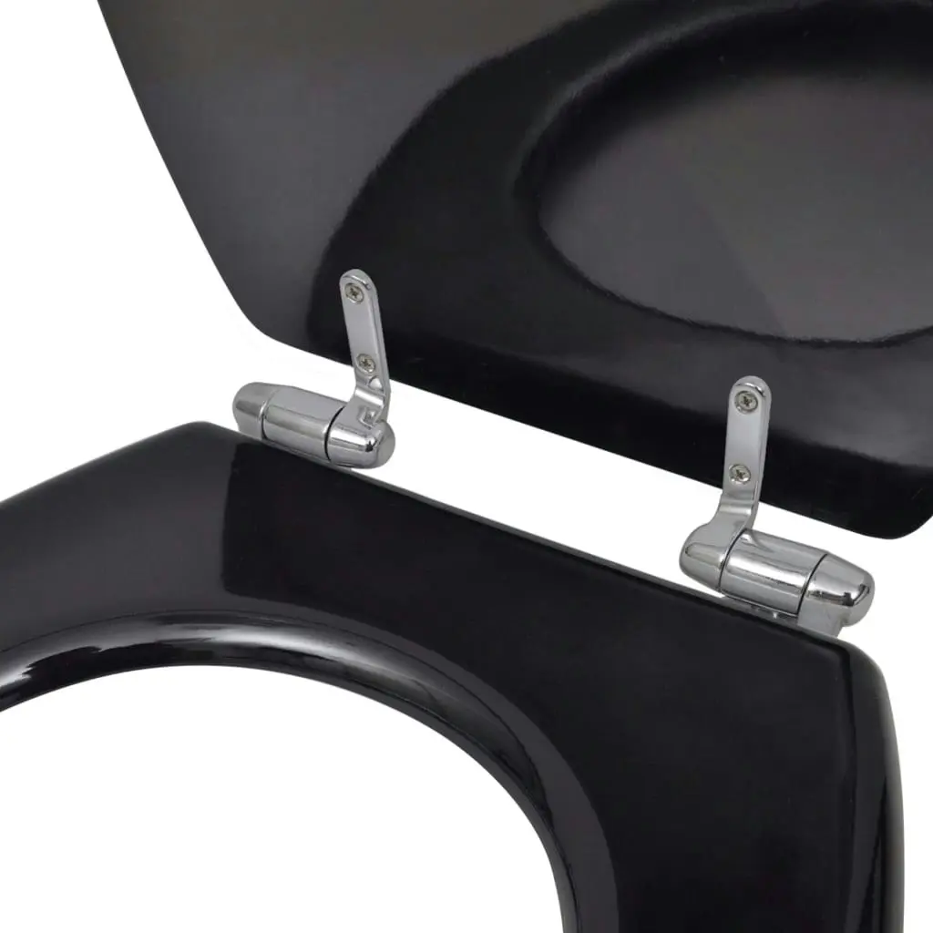 Toilet Seats with Soft Close Lids 2 pcs MDF Black 275905