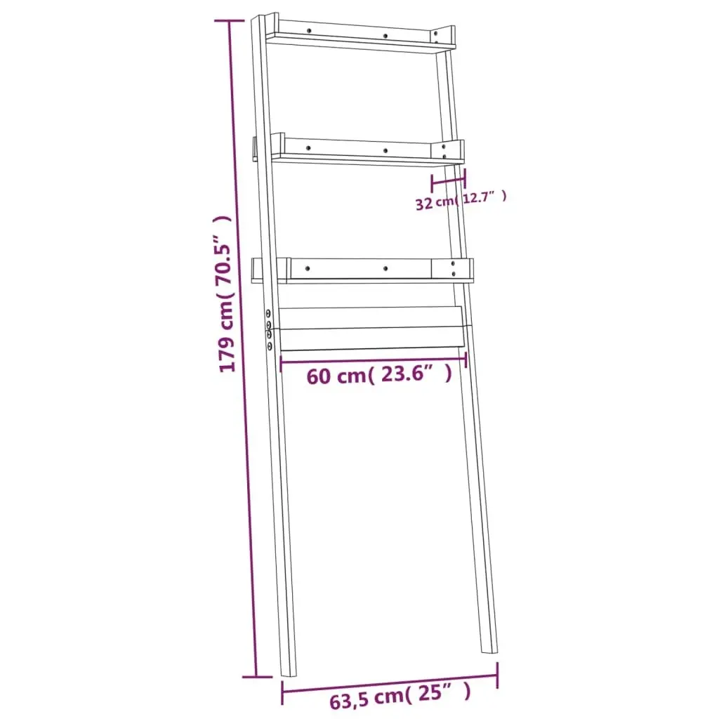 Toilet Rack 63.5x32x179 cm Solid Wood Pine 824653