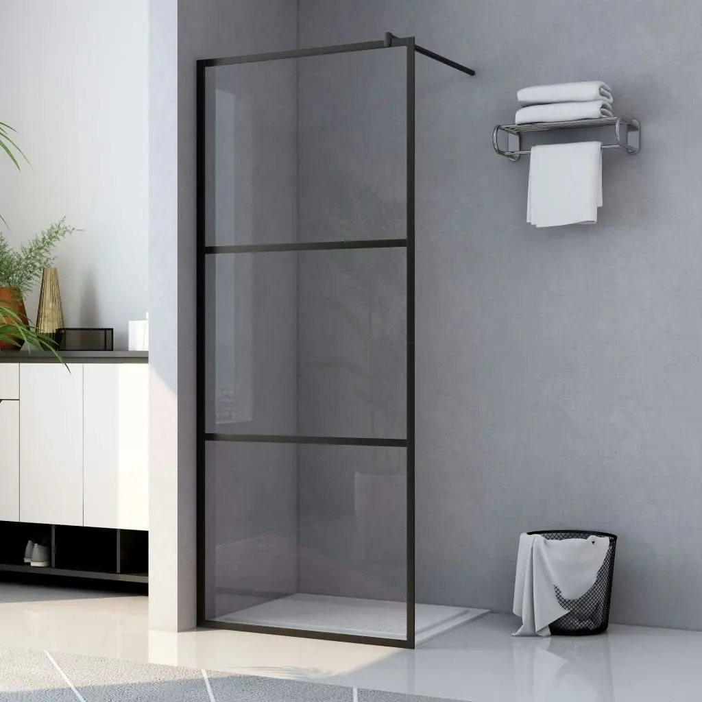 Walk-in Shower Wall with Clear ESG Glass Black 80x195 cm 149148