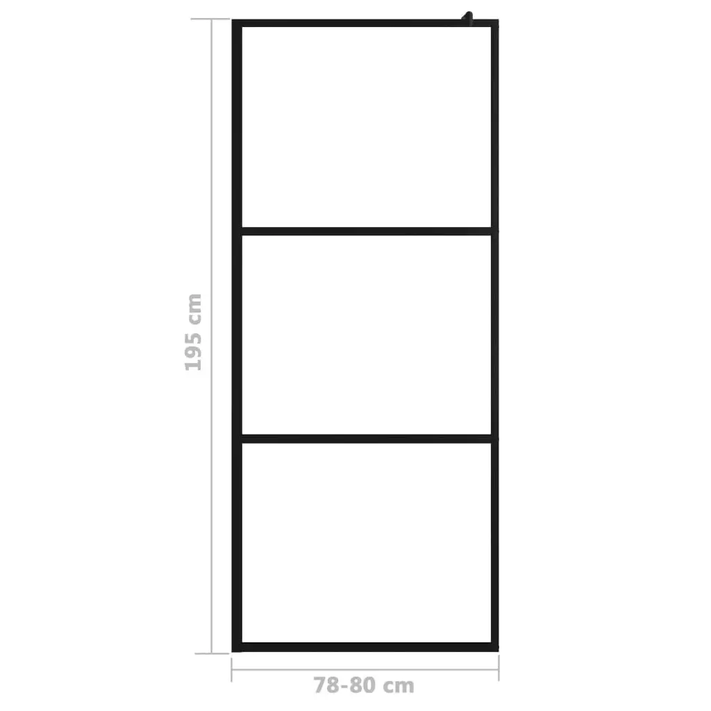 Walk-in Shower Wall with Clear ESG Glass Black 80x195 cm 149148