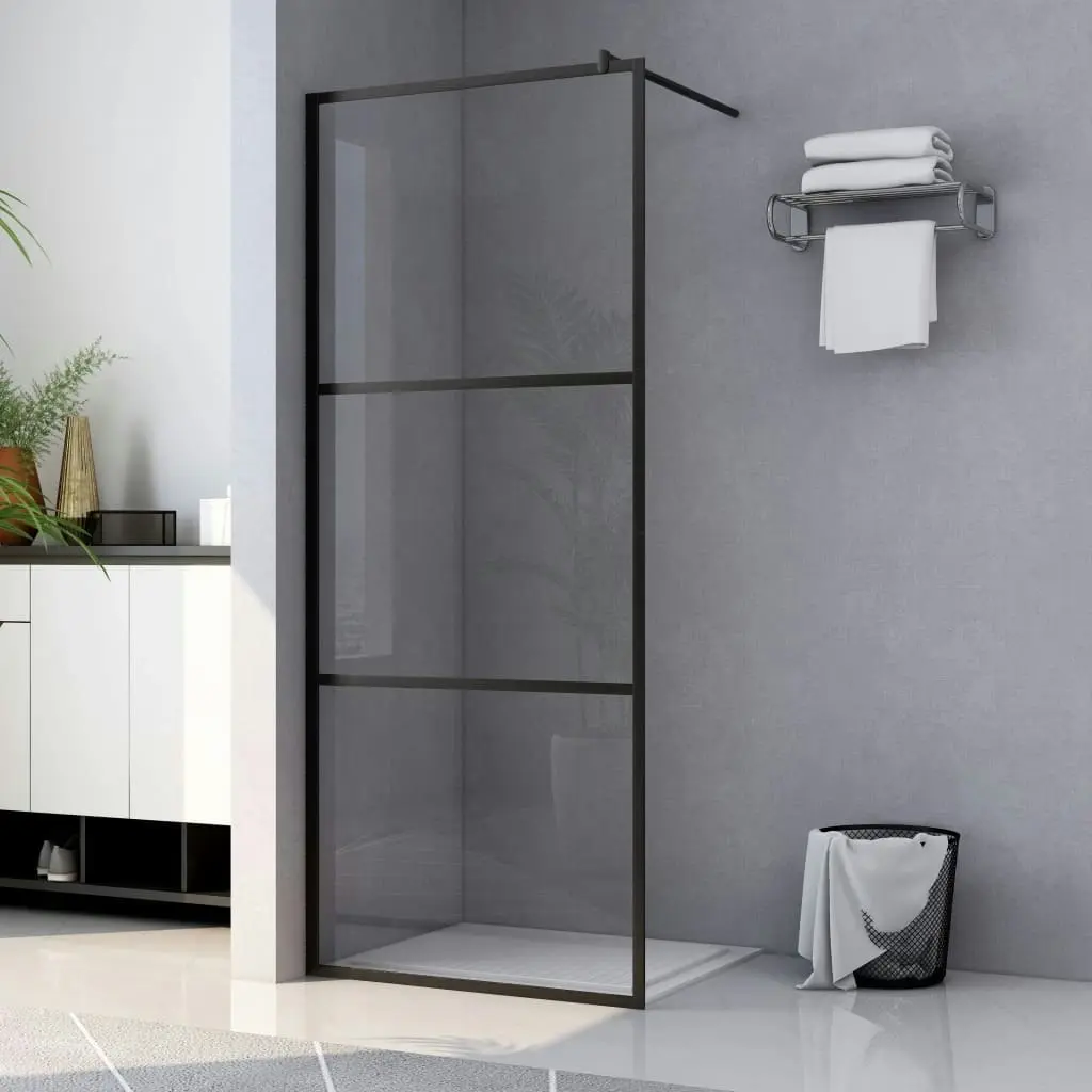 Walk-in Shower Wall with Clear ESG Glass Black 100x195 cm 149150