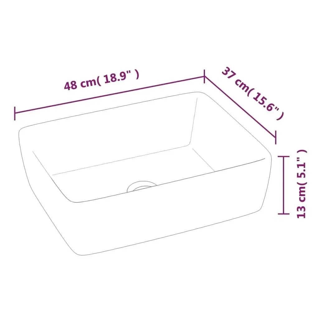 Wash Basin White 48x37x13 cm Ceramic Rectangle 153338