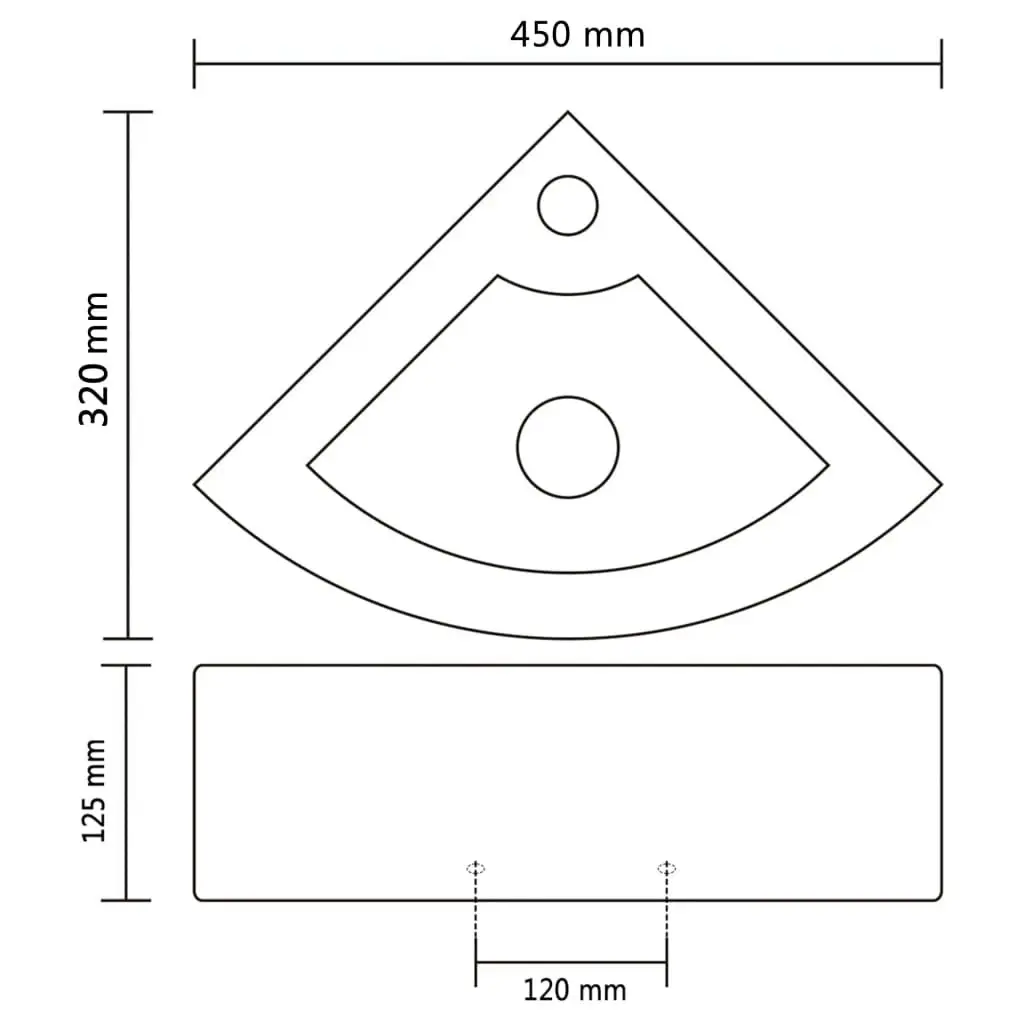 Wash Basin with Overflow 45x32x12.5 cm White 140697