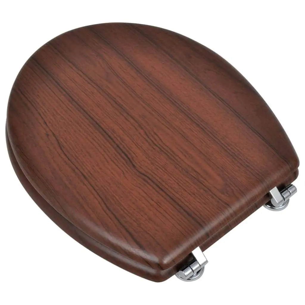 WC Toilet Seat MDF Lid Simple Design Brown 140803