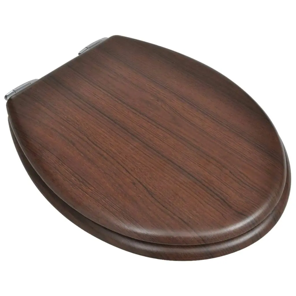 WC Toilet Seat MDF Soft Close Lid Simple Design Brown 140800