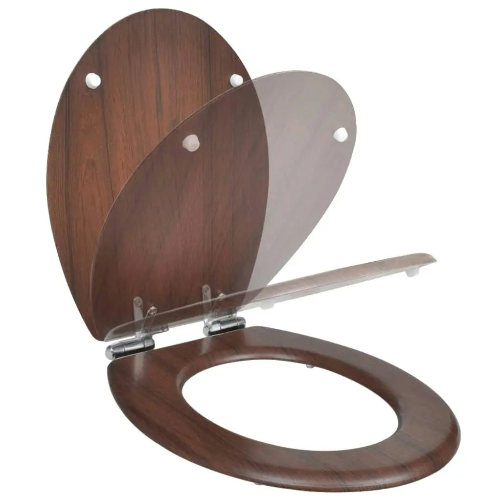 WC Toilet Seat MDF Soft Close Lid Simple Design Brown 140800