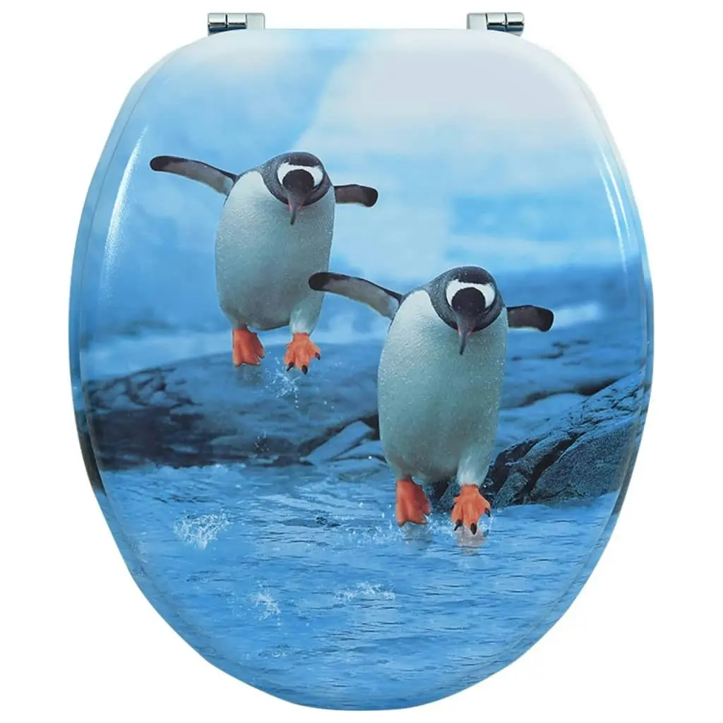 WC Toilet Seat with Lid MDF Penguin Design 146910