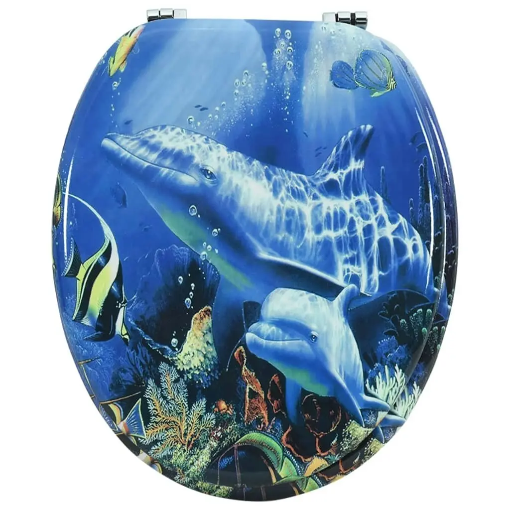 WC Toilet Seat MDF Lid Dolphins 140806