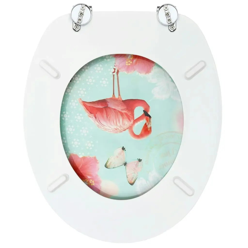 WC Toilet Seat with Lid MDF Flamingo Design 146905