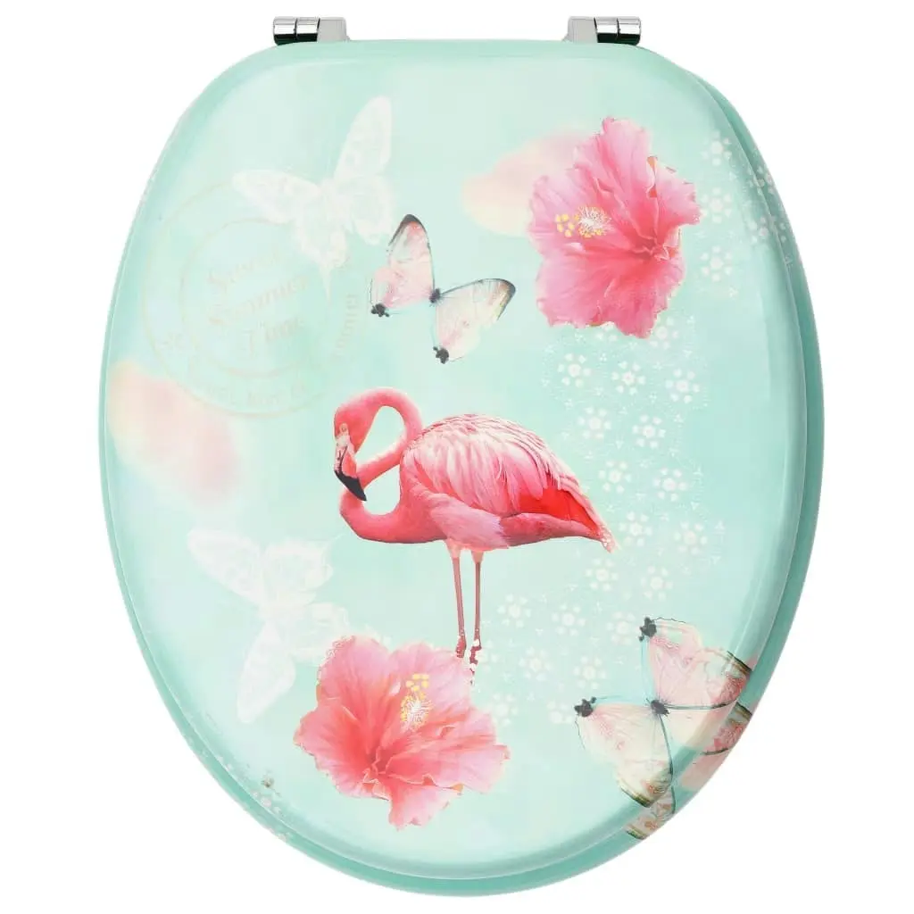 WC Toilet Seat with Lid MDF Flamingo Design 146905