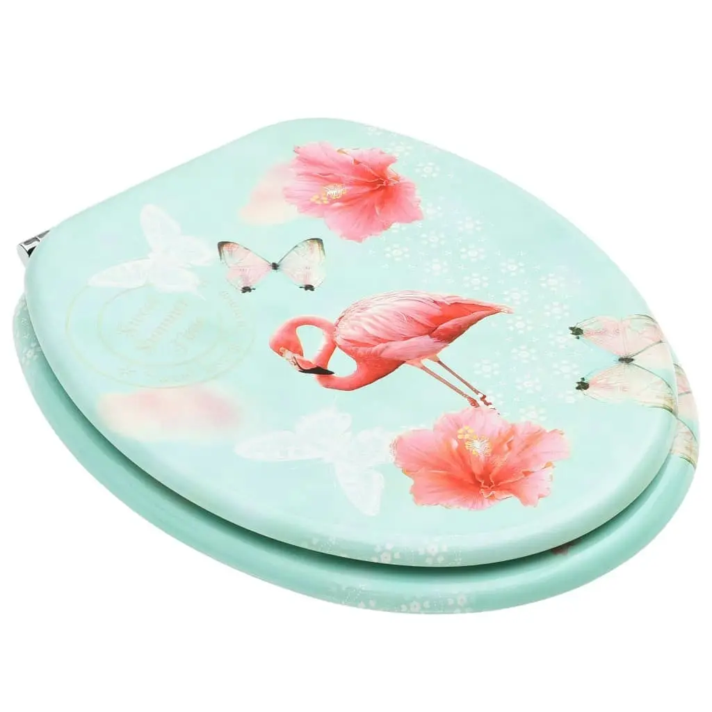 WC Toilet Seat with Lid MDF Flamingo Design 146905