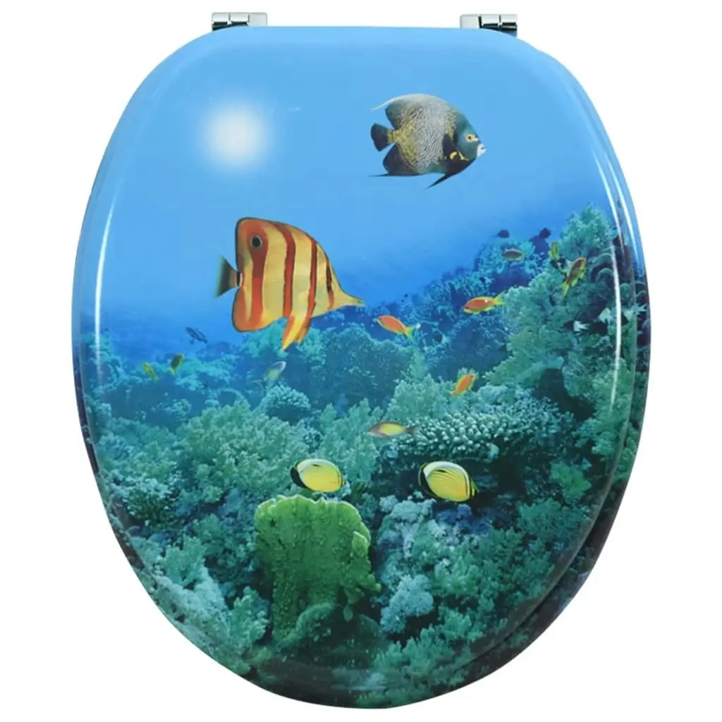 WC Toilet Seat with Lid MDF Deep Sea Design 146909