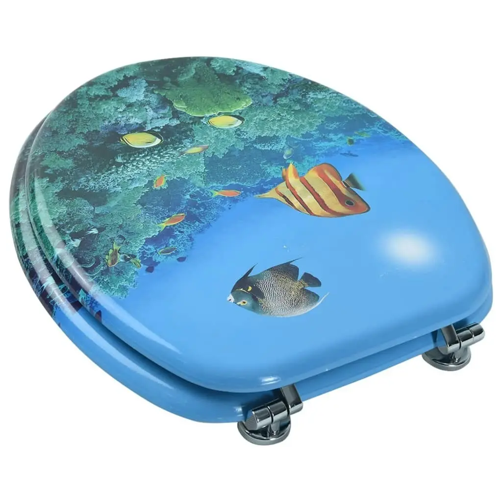 WC Toilet Seat with Lid MDF Deep Sea Design 146909