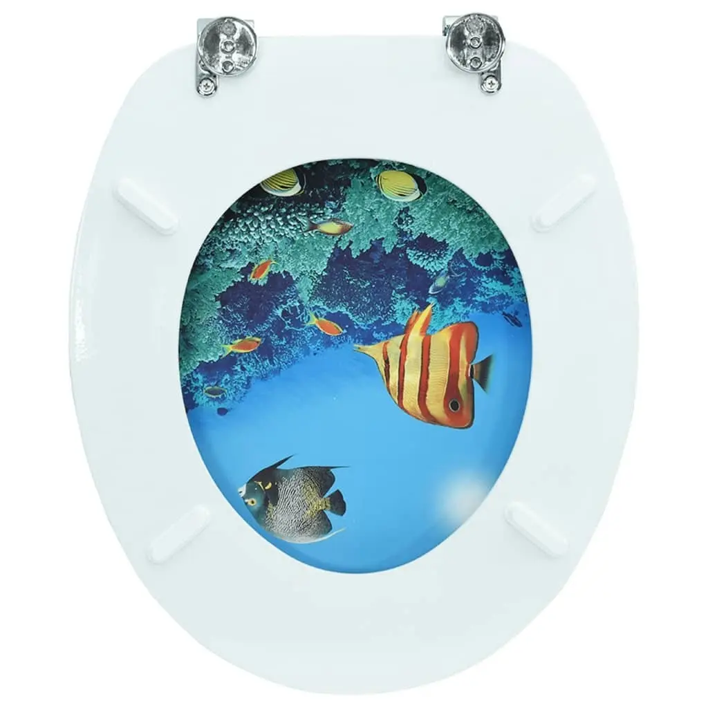 WC Toilet Seat with Lid MDF Deep Sea Design 146909