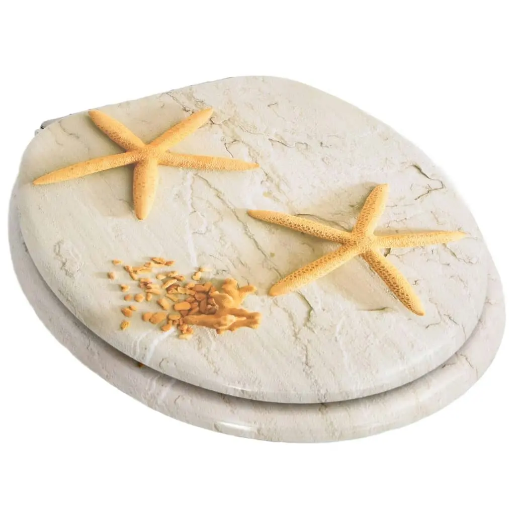 WC Toilet Seat with Soft Close Lid MDF Starfish Design 143929