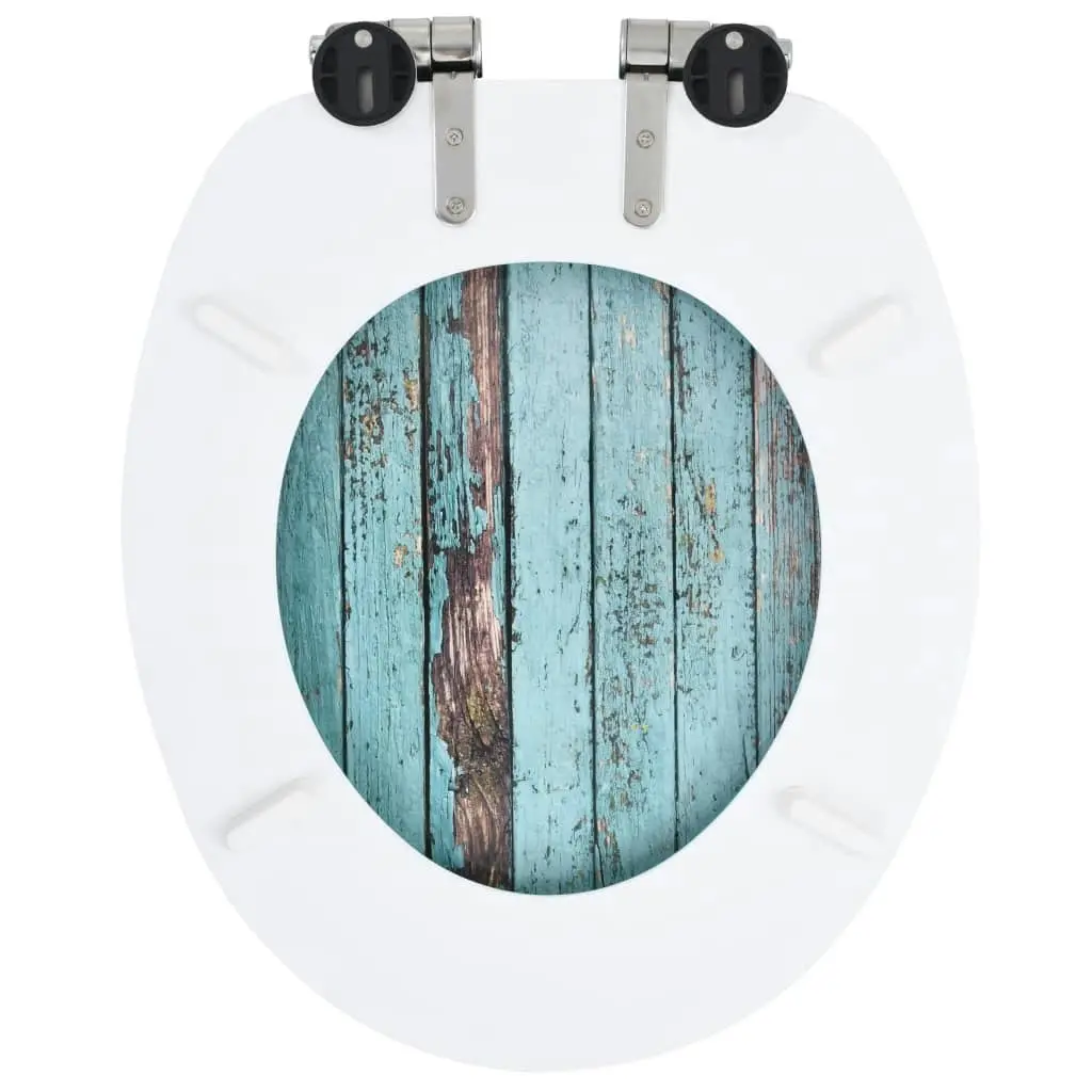 WC Toilet Seat with Soft Close Lid MDF Old Wood Design 143931