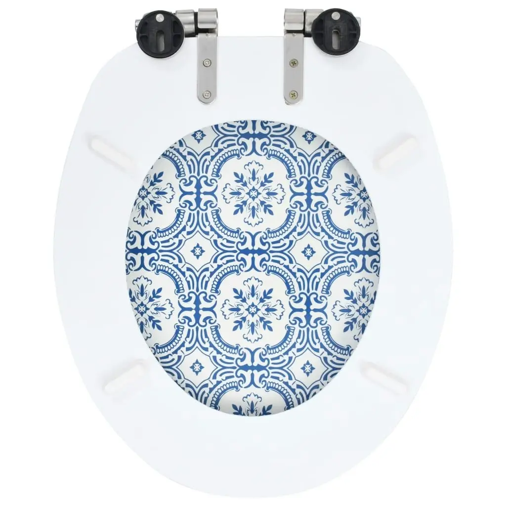 WC Toilet Seat with Soft Close Lid MDF Porcelain Design 143934