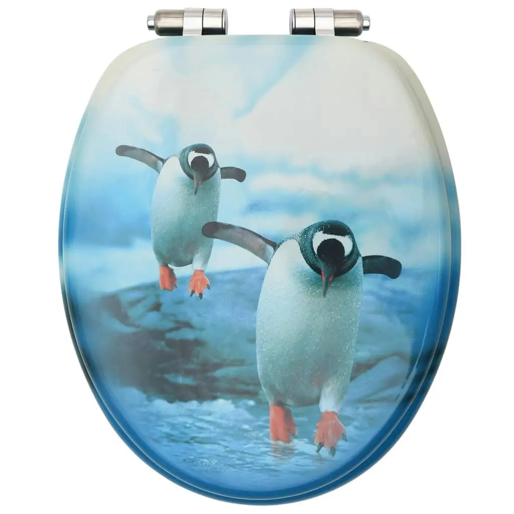 WC Toilet Seat with Soft Close Lid MDF Penguin Design 146917