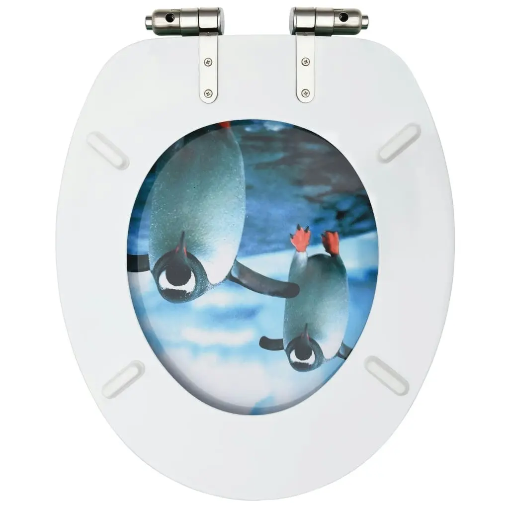 WC Toilet Seat with Soft Close Lid MDF Penguin Design 146917