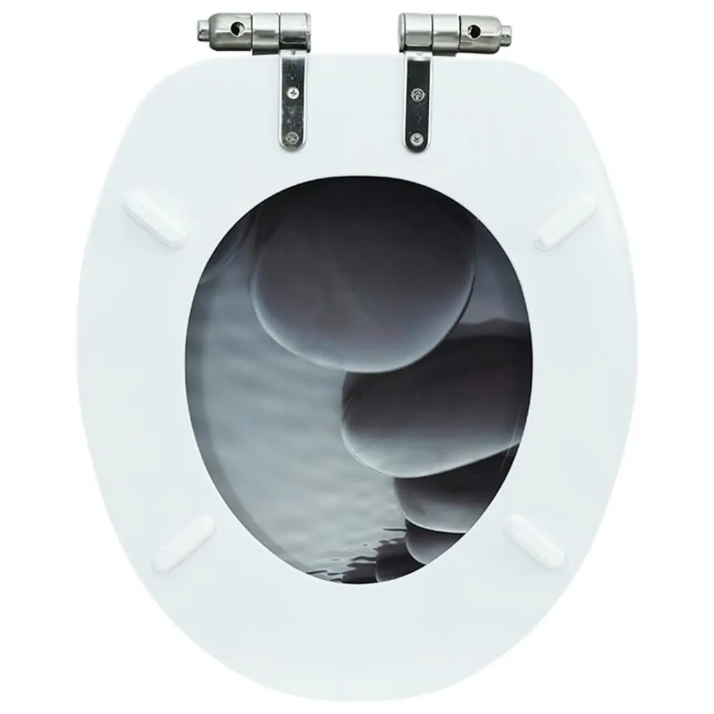 WC Toilet Seat with Soft Close Lid MDF Stones Design 143928