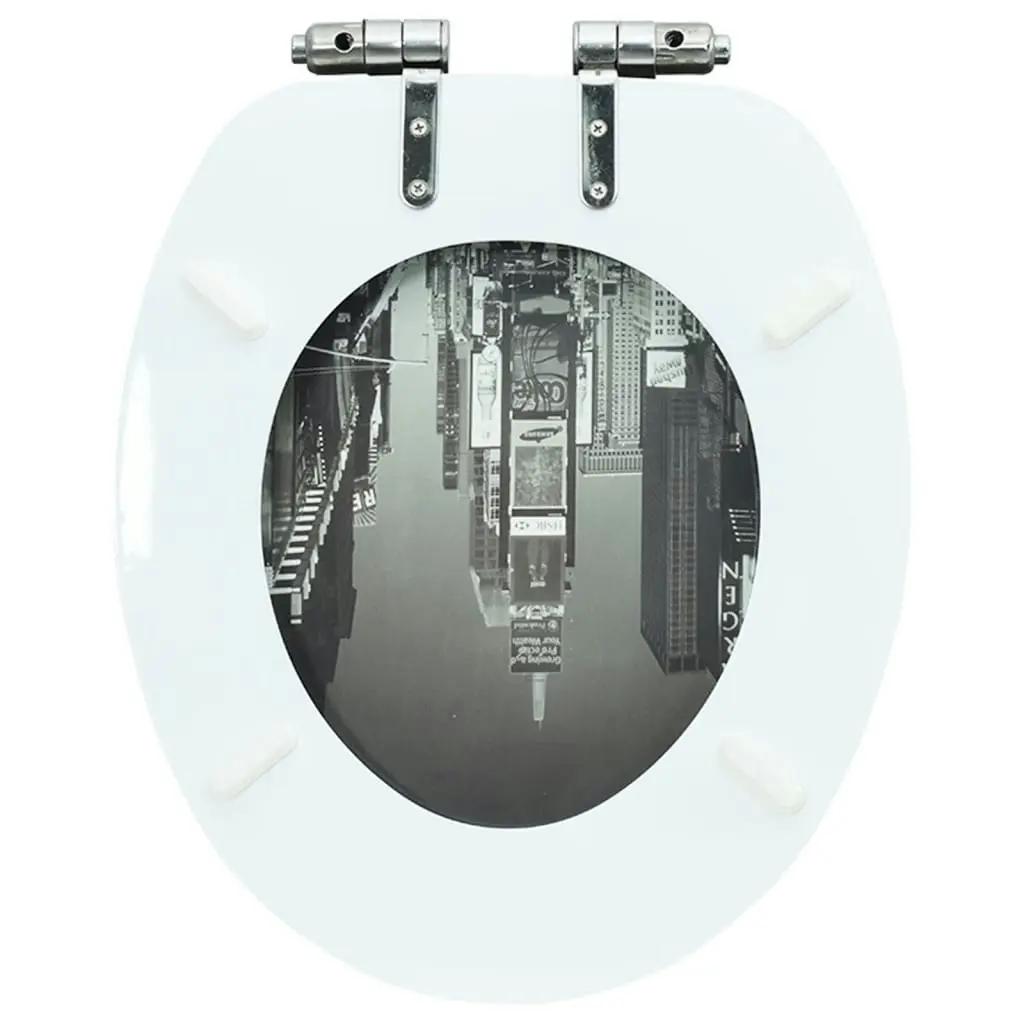 WC Toilet Seat with Soft Close Lid MDF New York Design 143932