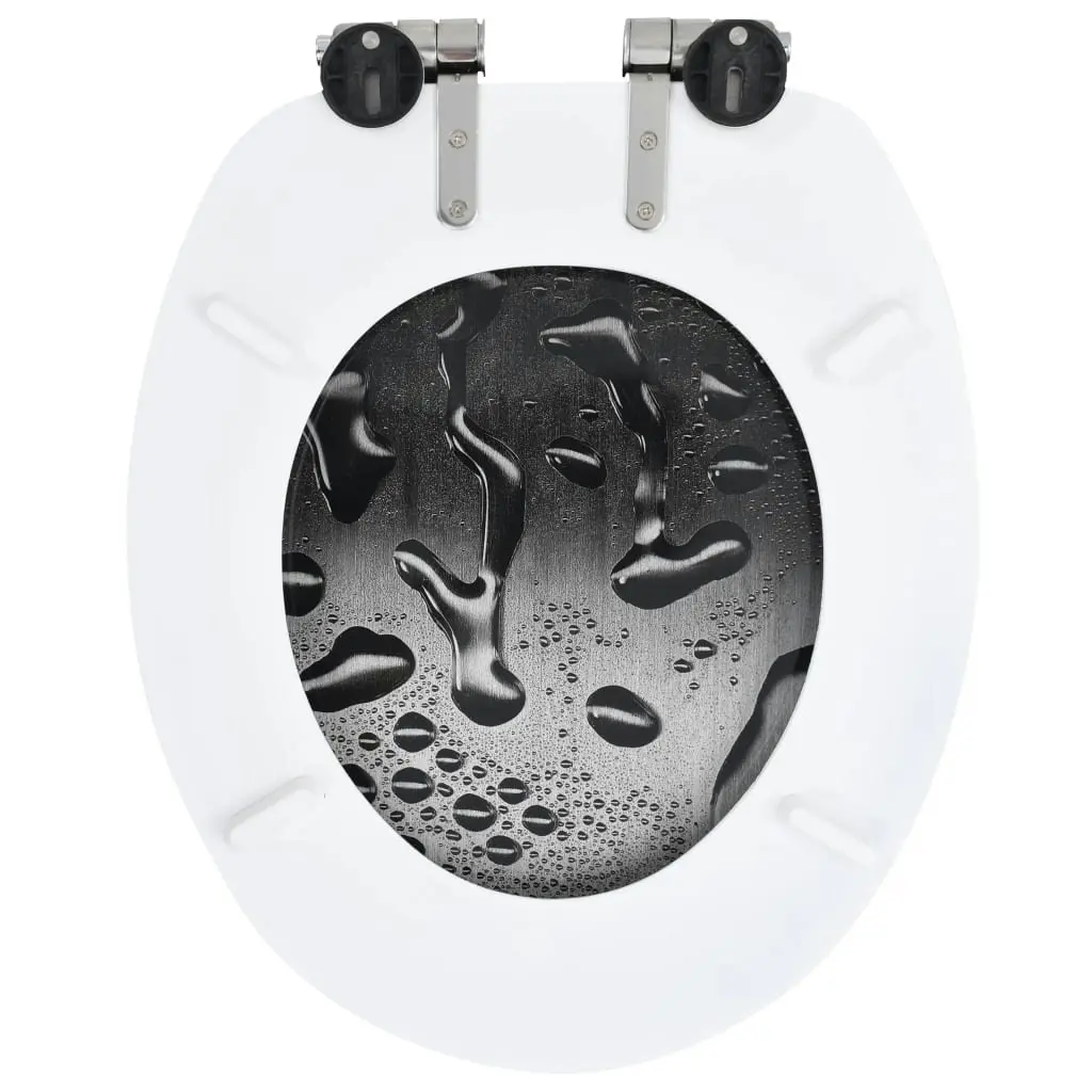 WC Toilet Seat with Soft Close Lid MDF Water Drop Design 143933