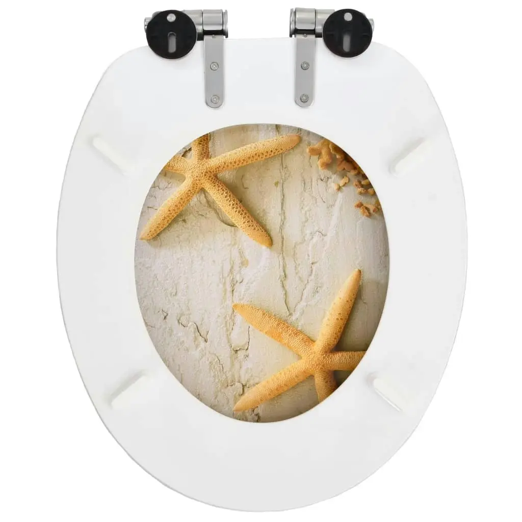 WC Toilet Seats 2 pcs with Soft Close Lids MDF Starfish Design 276997