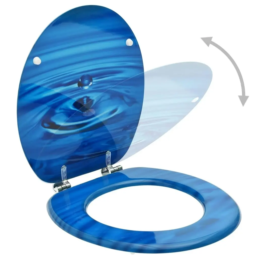 WC Toilet Seats with Lid 2 pcs MDF Blue Water Drop Design 3056406