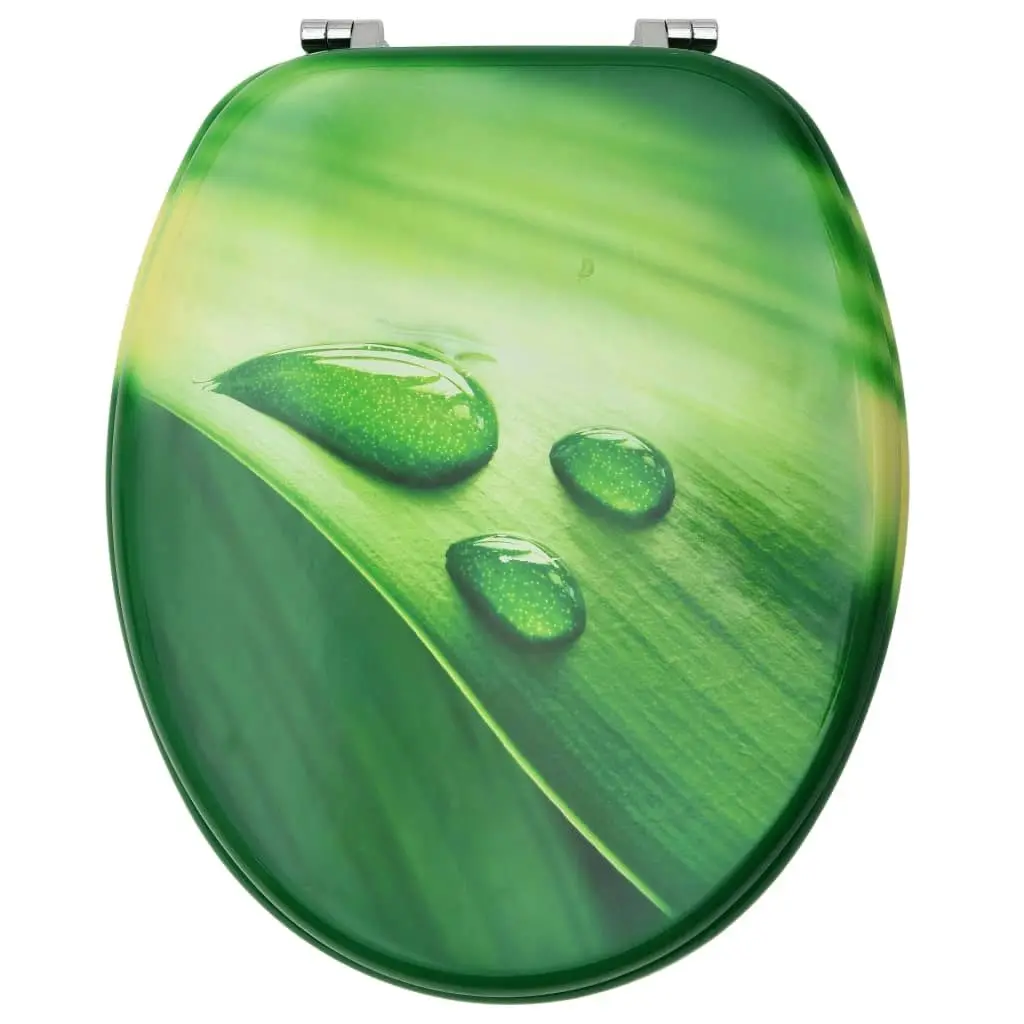 WC Toilet Seats with Lid 2 pcs MDF Green Water Drop Design 3056407