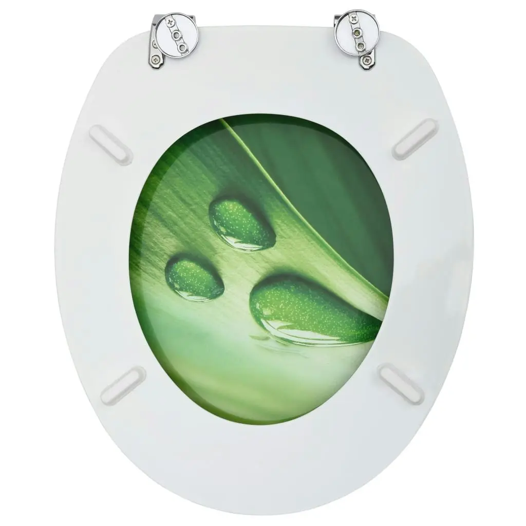 WC Toilet Seats with Lid 2 pcs MDF Green Water Drop Design 3056407