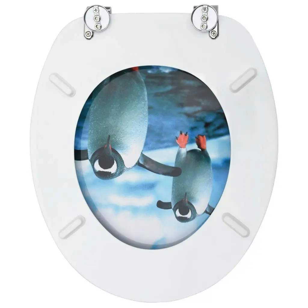 WC Toilet Seats with Lid 2 pcs MDF Penguin Design 3056409