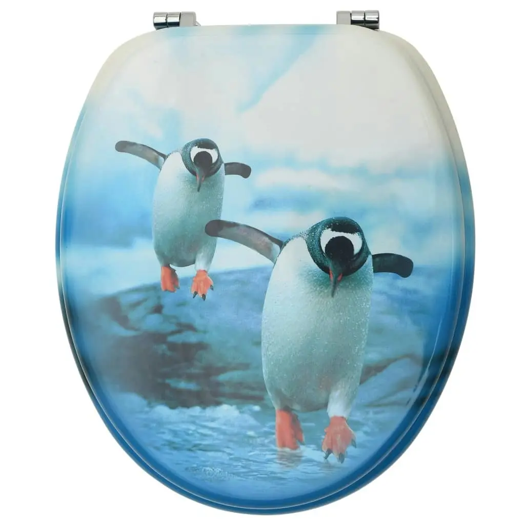 WC Toilet Seats with Lid 2 pcs MDF Penguin Design 3056409