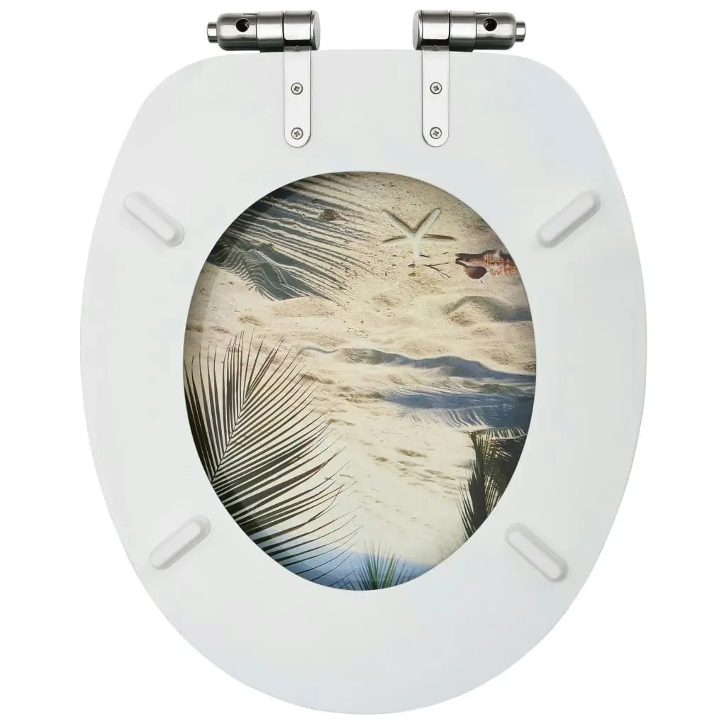 WC Toilet Seats with Soft Close Lid 2 pcs MDF Beach Design 3056416