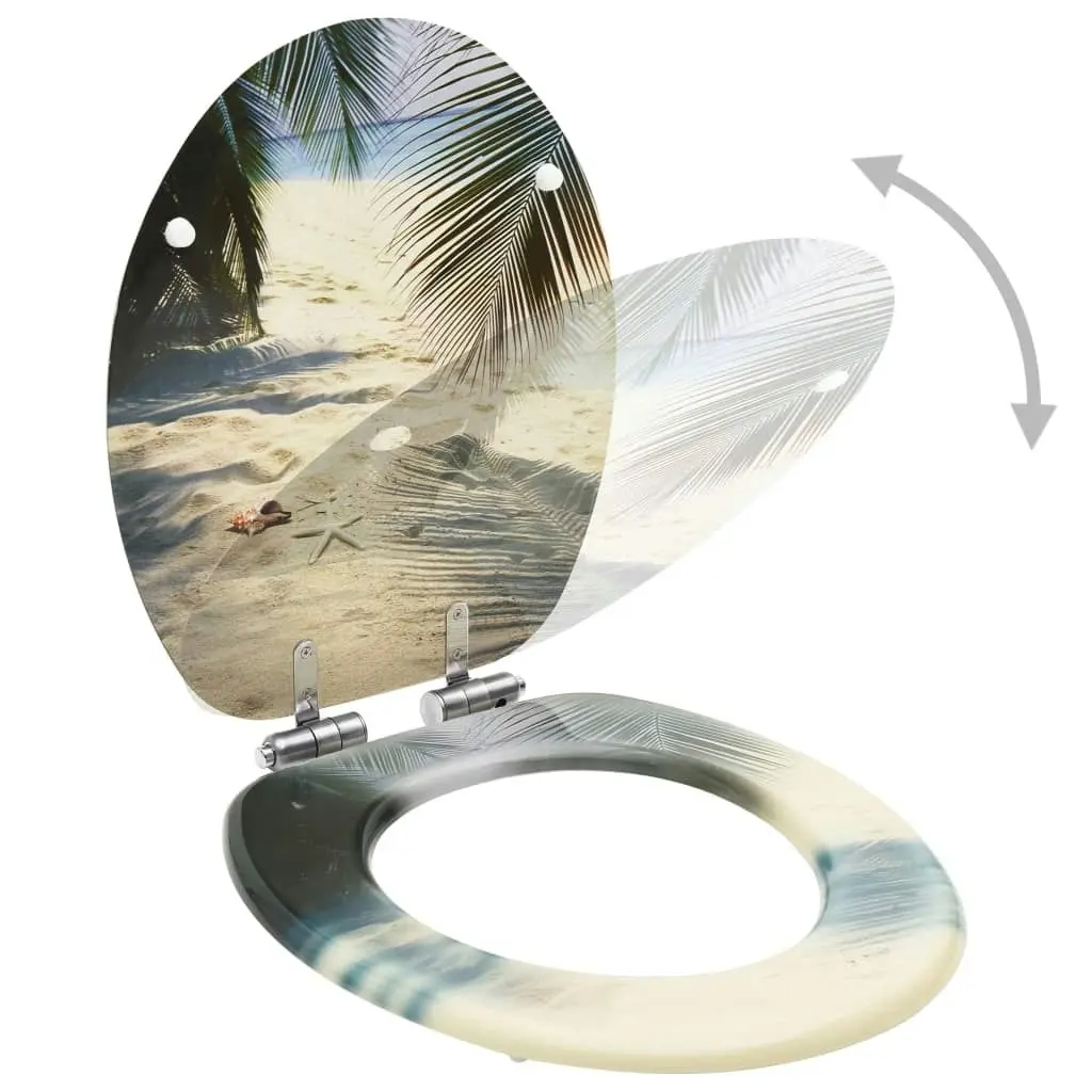 WC Toilet Seats with Soft Close Lid 2 pcs MDF Beach Design 3056416